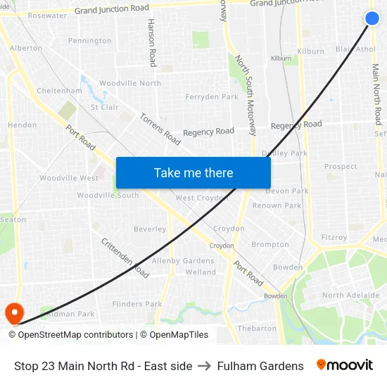 Stop 23 Main North Rd - East side to Fulham Gardens map