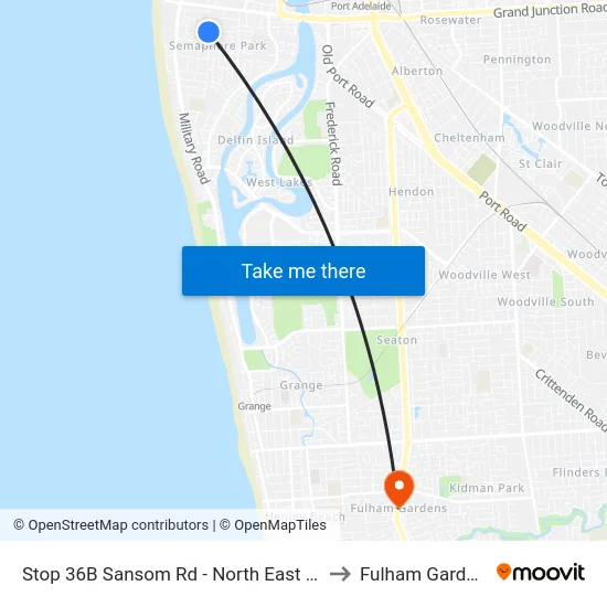 Stop 36B Sansom Rd - North East side to Fulham Gardens map