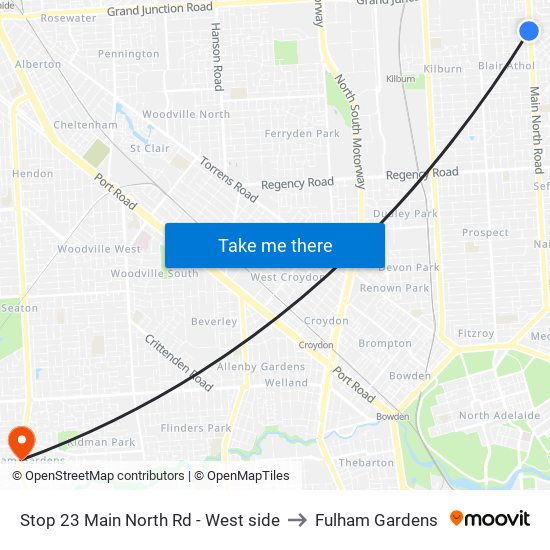 Stop 23 Main North Rd - West side to Fulham Gardens map