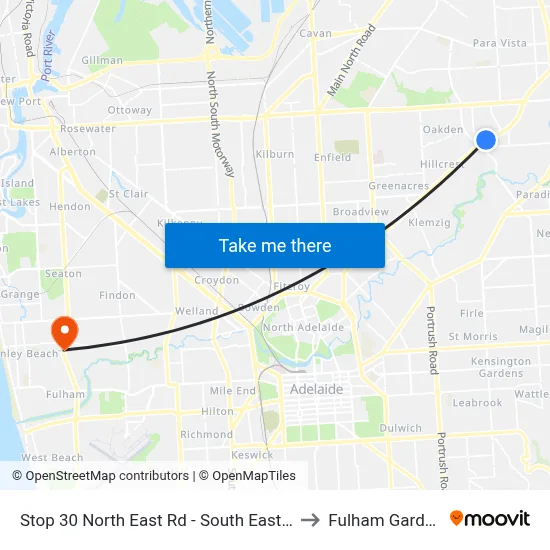 Stop 30 North East Rd - South East side to Fulham Gardens map