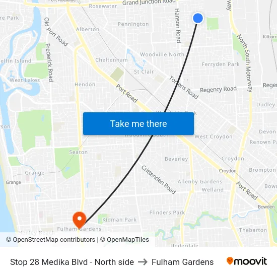 Stop 28 Medika Blvd - North side to Fulham Gardens map
