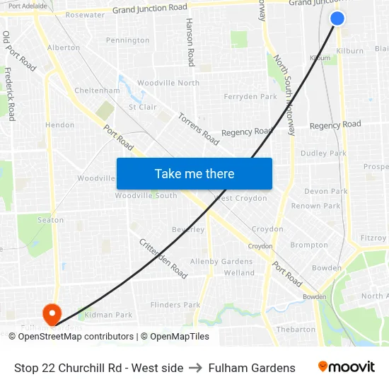 Stop 22 Churchill Rd - West side to Fulham Gardens map