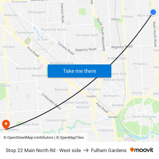 Stop 22 Main North Rd - West side to Fulham Gardens map