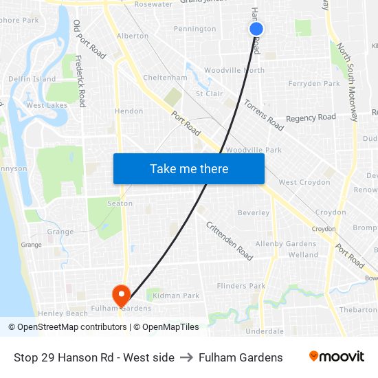 Stop 29 Hanson Rd - West side to Fulham Gardens map