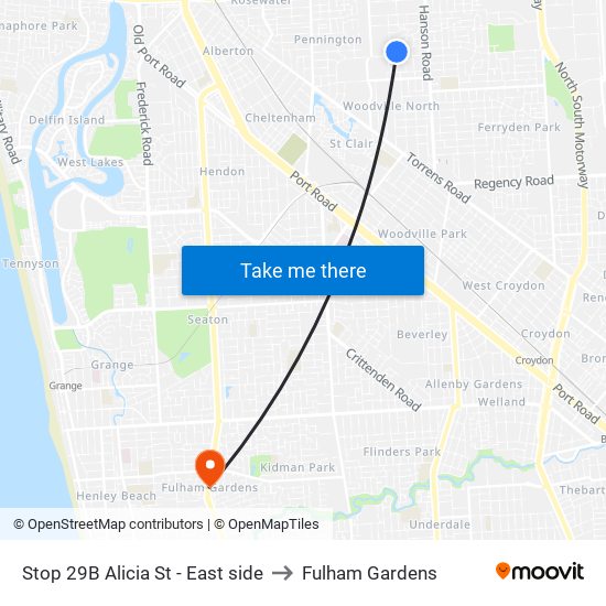 Stop 29B Alicia St - East side to Fulham Gardens map