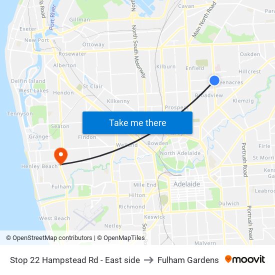 Stop 22 Hampstead Rd - East side to Fulham Gardens map