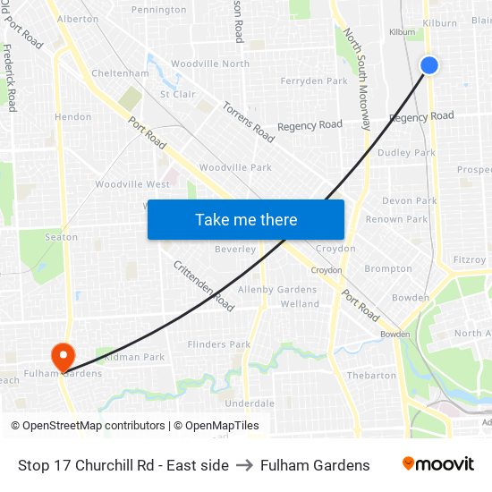 Stop 17 Churchill Rd - East side to Fulham Gardens map