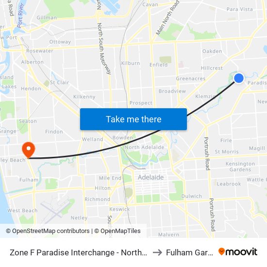 Zone F Paradise Interchange - North West side to Fulham Gardens map