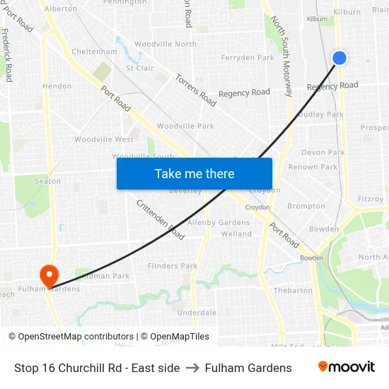 Stop 16 Churchill Rd - East side to Fulham Gardens map