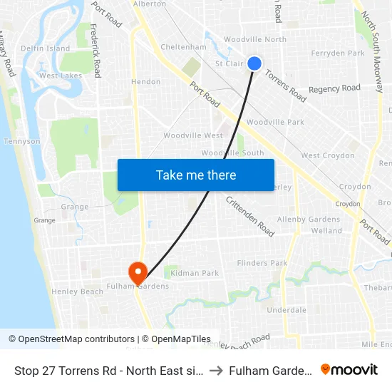 Stop 27 Torrens Rd - North East side to Fulham Gardens map