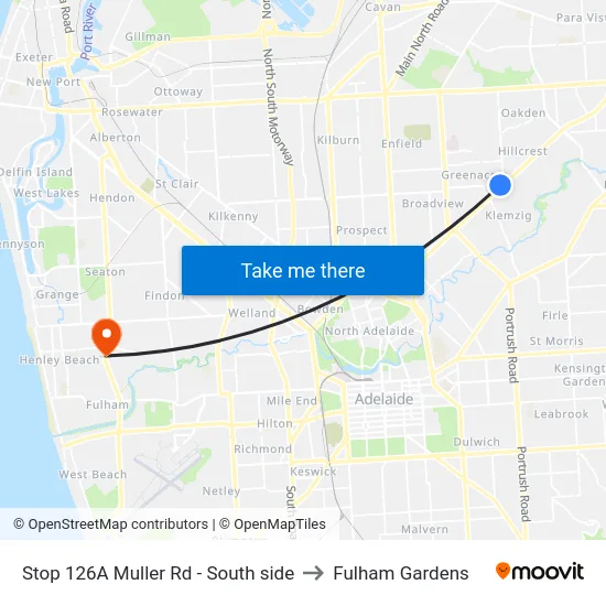 Stop 126A Muller Rd - South side to Fulham Gardens map