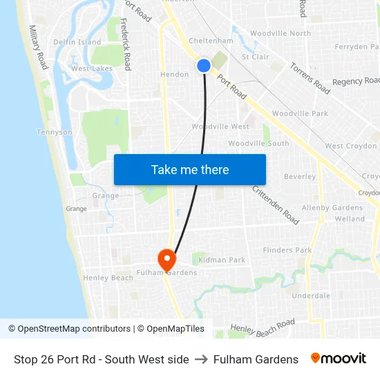 Stop 26 Port Rd - South West side to Fulham Gardens map