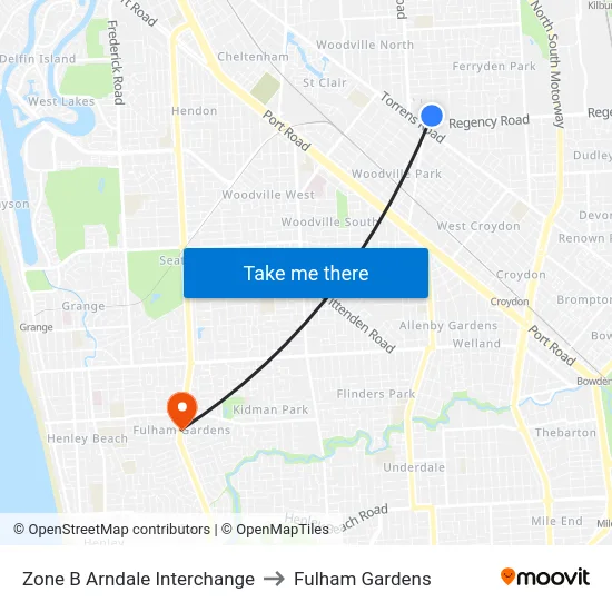 Zone B Arndale Interchange to Fulham Gardens map