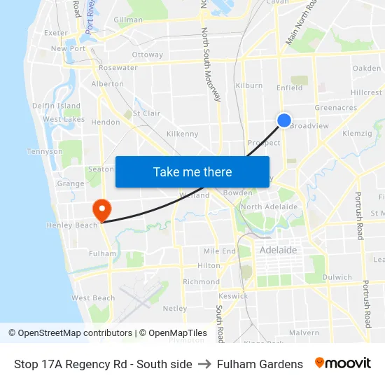 Stop 17A Regency Rd - South side to Fulham Gardens map