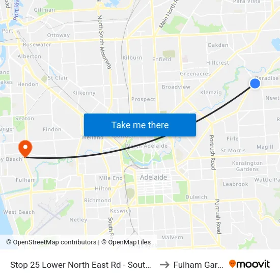 Stop 25 Lower North East Rd - South East side to Fulham Gardens map