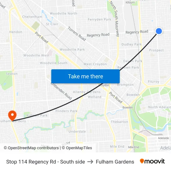 Stop 114 Regency Rd - South side to Fulham Gardens map