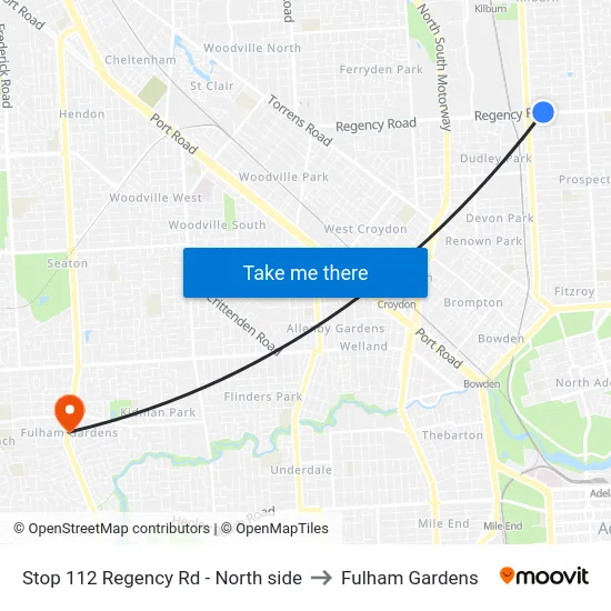 Stop 112 Regency Rd - North side to Fulham Gardens map