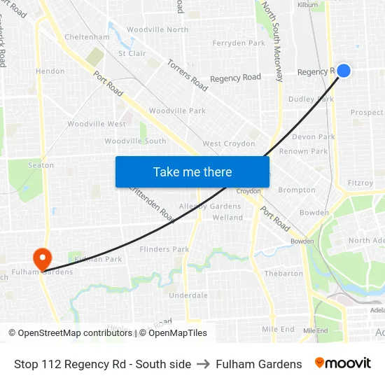 Stop 112 Regency Rd - South side to Fulham Gardens map