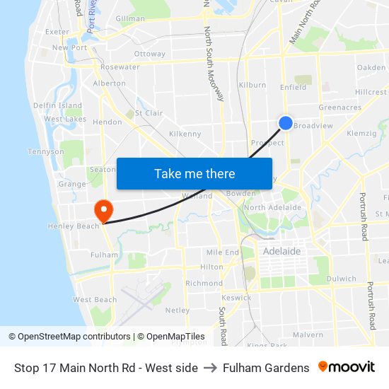 Stop 17 Main North Rd - West side to Fulham Gardens map