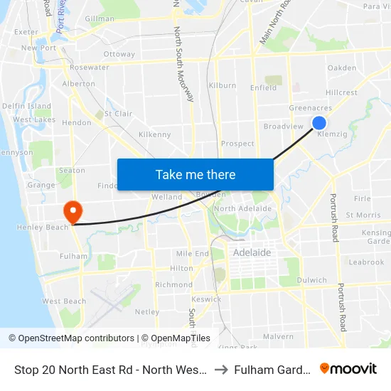 Stop 20 North East Rd - North West side to Fulham Gardens map