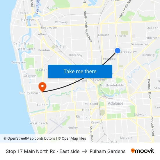Stop 17 Main North Rd - East side to Fulham Gardens map