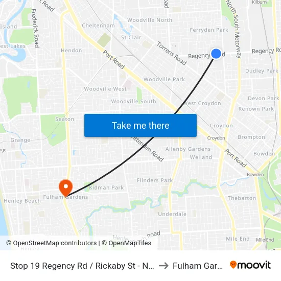 Stop 19 Regency Rd / Rickaby St - North side to Fulham Gardens map