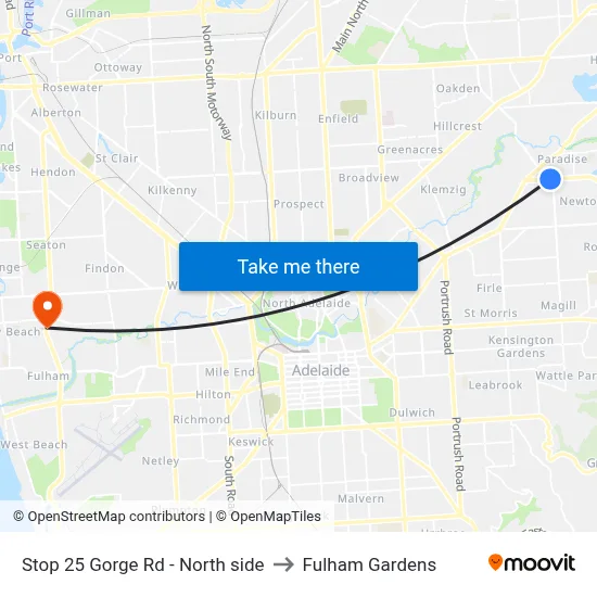 Stop 25 Gorge Rd - North side to Fulham Gardens map