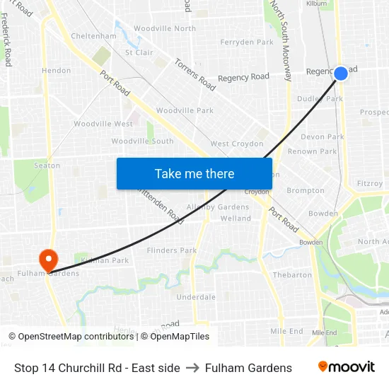 Stop 14 Churchill Rd - East side to Fulham Gardens map