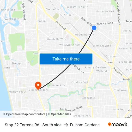 Stop 22 Torrens Rd - South side to Fulham Gardens map
