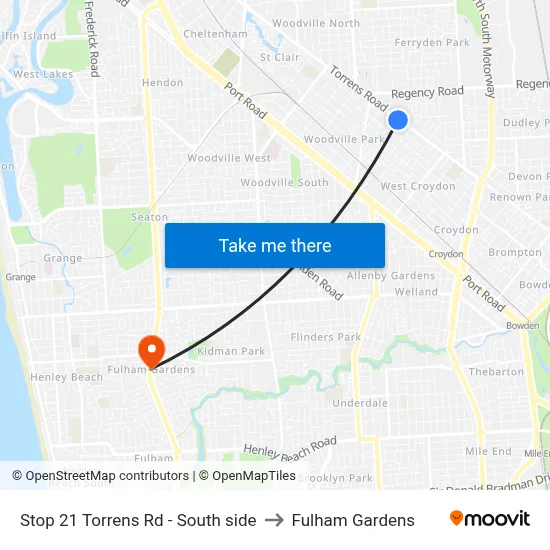 Stop 21 Torrens Rd - South side to Fulham Gardens map
