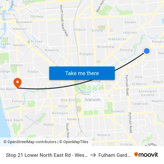 Stop 21 Lower North East Rd - West side to Fulham Gardens map
