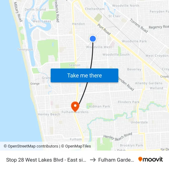 Stop 28 West Lakes Blvd - East side to Fulham Gardens map