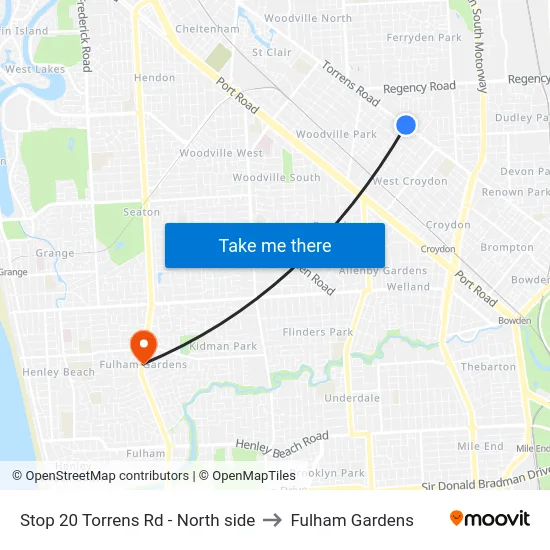 Stop 20 Torrens Rd - North side to Fulham Gardens map