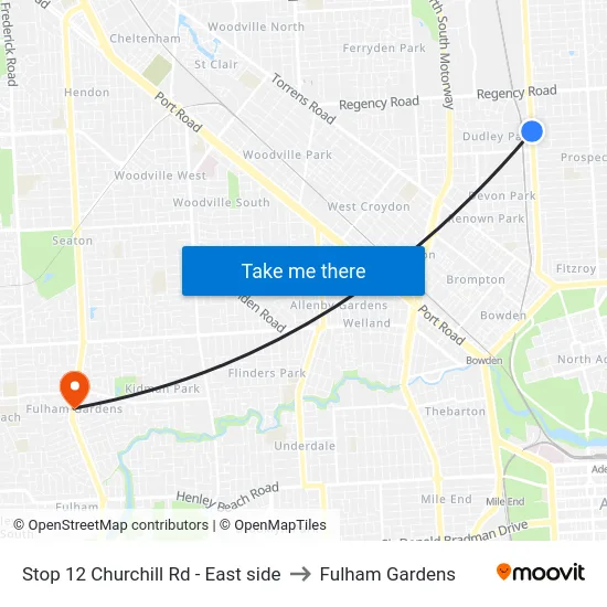 Stop 12 Churchill Rd - East side to Fulham Gardens map