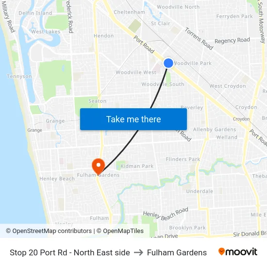 Stop 20 Port Rd - North East side to Fulham Gardens map