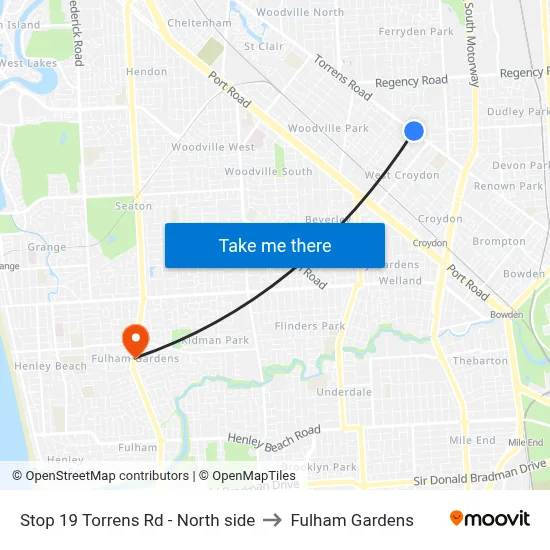 Stop 19 Torrens Rd - North side to Fulham Gardens map