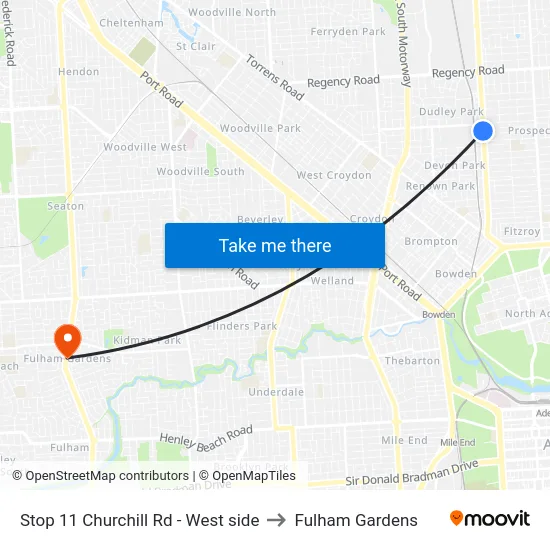 Stop 11 Churchill Rd - West side to Fulham Gardens map
