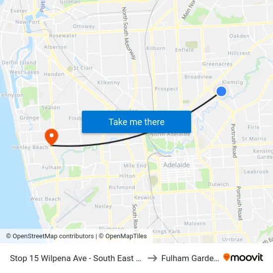 Stop 15 Wilpena Ave - South East side to Fulham Gardens map