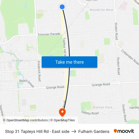Stop 31 Tapleys Hill Rd - East side to Fulham Gardens map