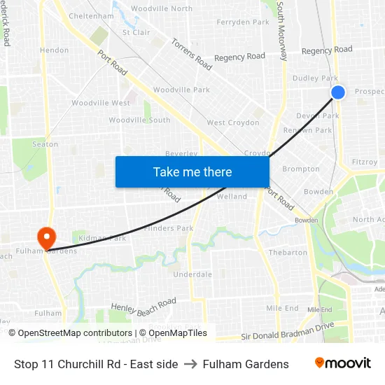 Stop 11 Churchill Rd - East side to Fulham Gardens map
