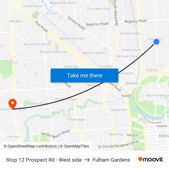 Stop 12 Prospect Rd - West side to Fulham Gardens map