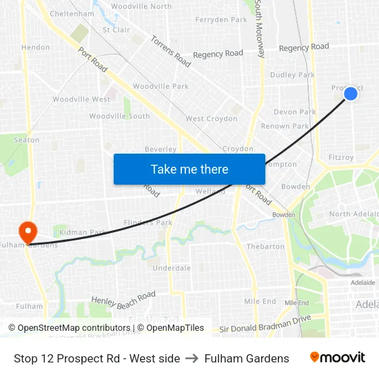 Stop 12 Prospect Rd - West side to Fulham Gardens map