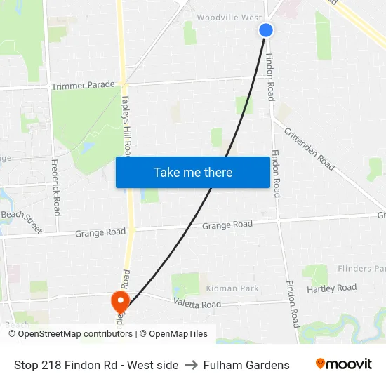 Stop 218 Findon Rd - West side to Fulham Gardens map