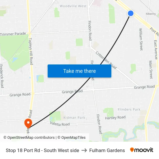 Stop 18 Port Rd - South West side to Fulham Gardens map