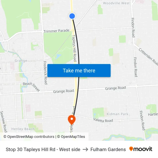 Stop 30 Tapleys Hill Rd - West side to Fulham Gardens map