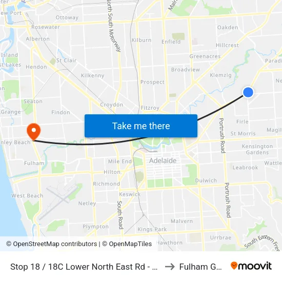 Stop 18 / 18C Lower North East Rd - South East side to Fulham Gardens map