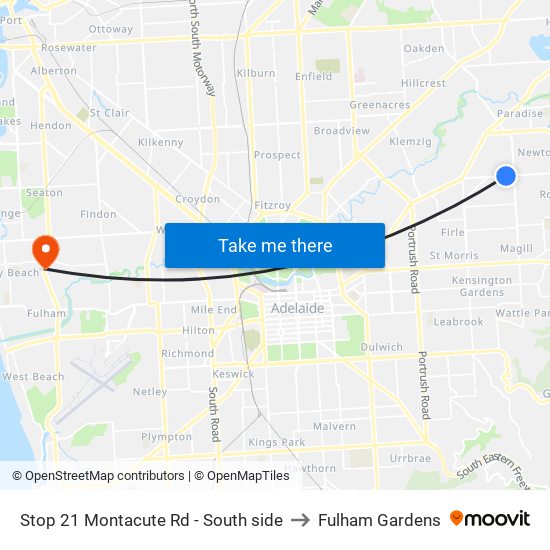 Stop 21 Montacute Rd - South side to Fulham Gardens map