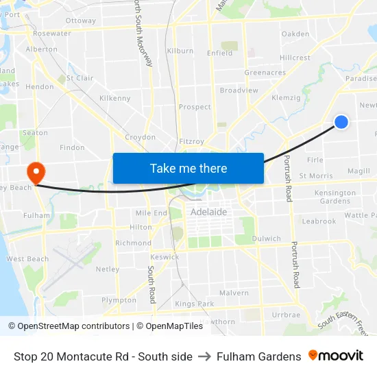 Stop 20 Montacute Rd - South side to Fulham Gardens map