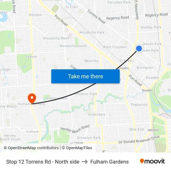 Stop 12 Torrens Rd - North side to Fulham Gardens map