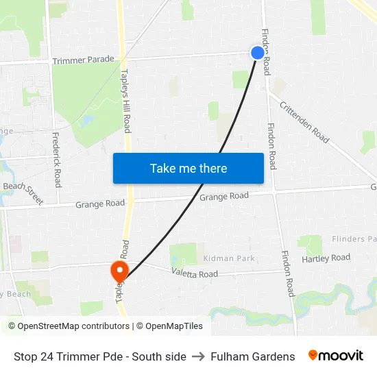 Stop 24 Trimmer Pde - South side to Fulham Gardens map